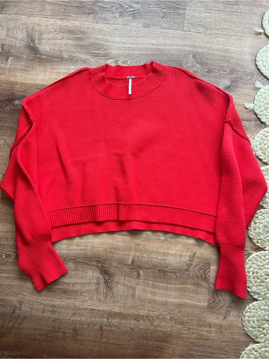 Free People Sweaters - Free People Easy Street Cropped Crewneck Sweater NWOT RT $98 Red